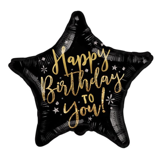 HBD To You Gold & Black Star  - Standard