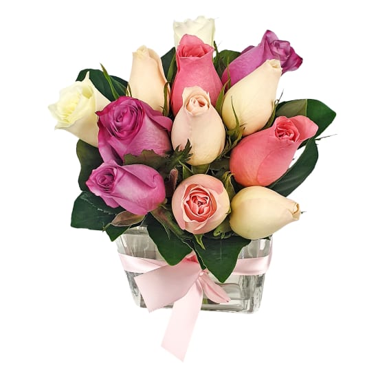 Mum's Day Pastel Rose Vase - Standard