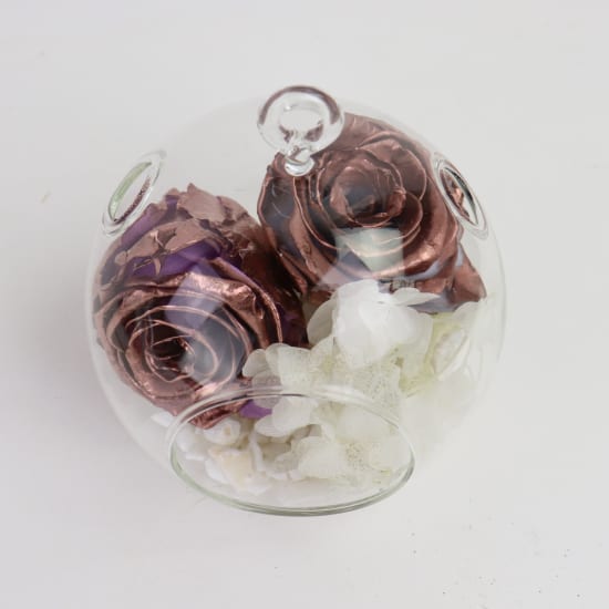 Xmas Bauble - 2 Gold Roses - Standard