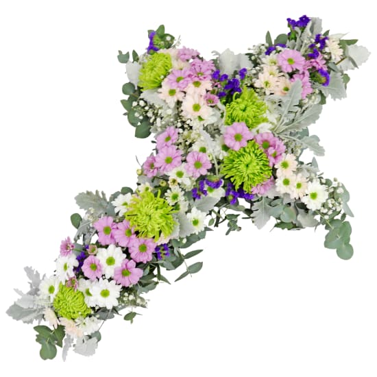 Pastel Farewell Flower Cross - Standard