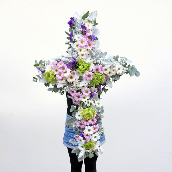 Pastel Farewell Flower Cross - Standard