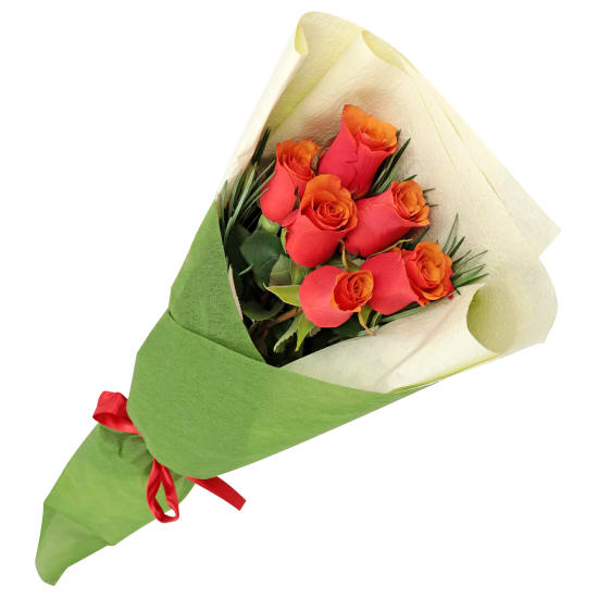 Orange Roses - 6 Roses (Half Dozen)