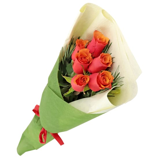 Orange Roses - 6 Roses (Half Dozen)