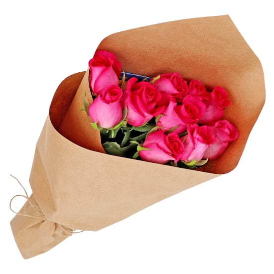 Market Bunch - Hot Pink Roses - Standard