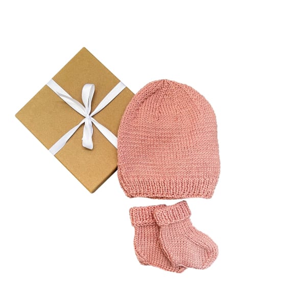 Dusty Pink Beanie & Booties  - Standard