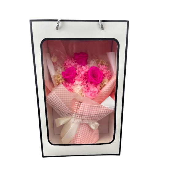 Preserved Hot Pink Posy - Standard