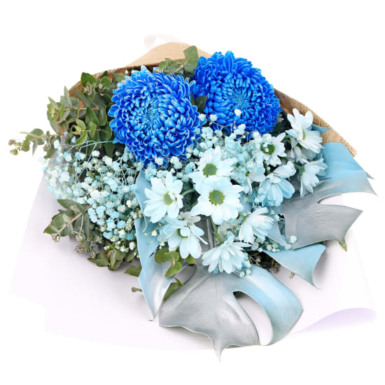 Lustrous Lapis Blue Flower Bouquet - Deluxe