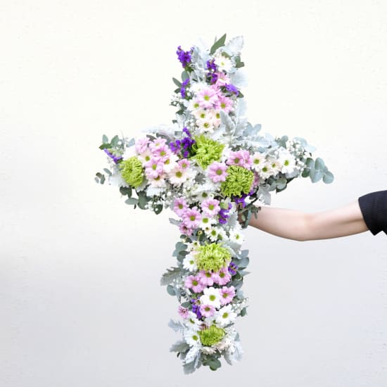 Pastel Farewell Flower Cross - Standard