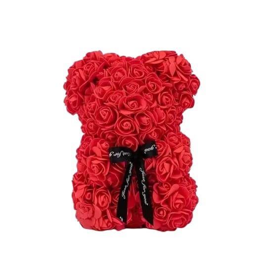 Red Artificial Flower Bear  - Standard