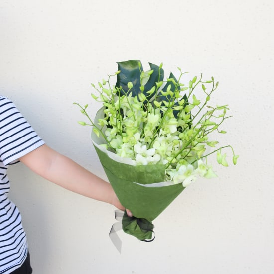 White Orchid Bunch - Premium