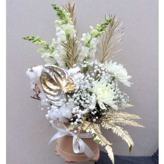 Serene Sparkle Flower Hat Box - Standard