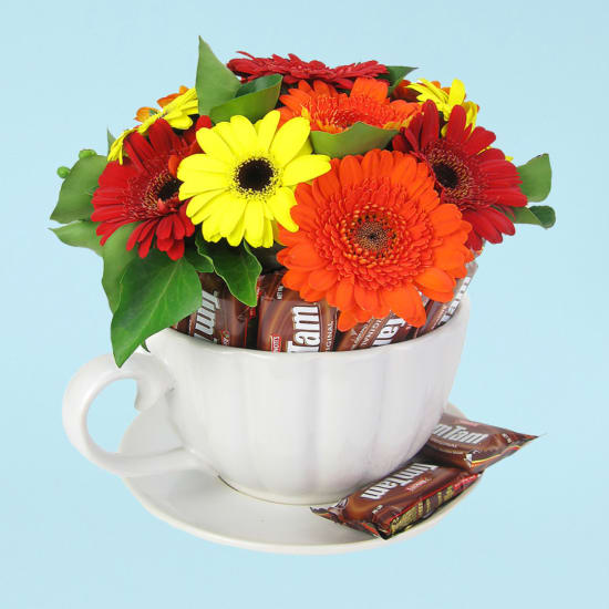 Tea Time Ceramic Teacup With Tim Tams - Standard