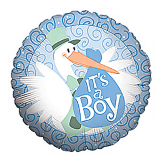 Baby Boy Stork Balloon - Standard
