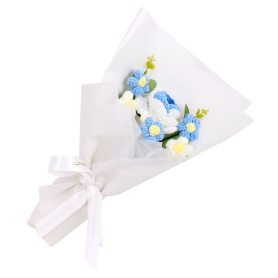 Blue And White Crochet Bouquet - Standard