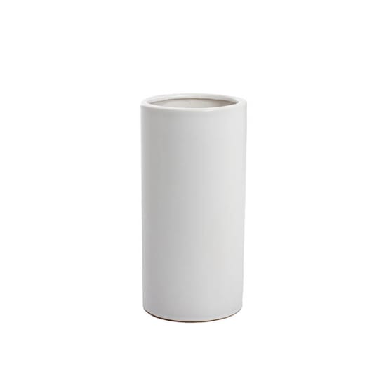 Ceramic Cylinder White Vase (10 X 20cm) - Standard