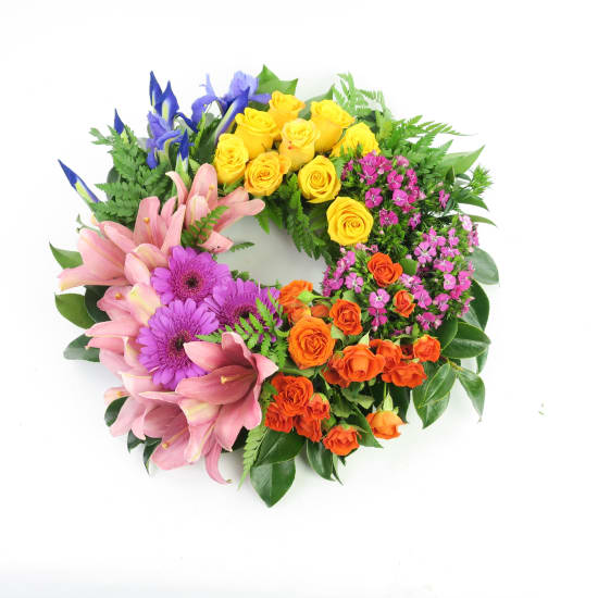 Vibrance Colourful Sympathy Wreath - Standard