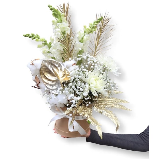 Serene Sparkle Flower Hat Box - Standard