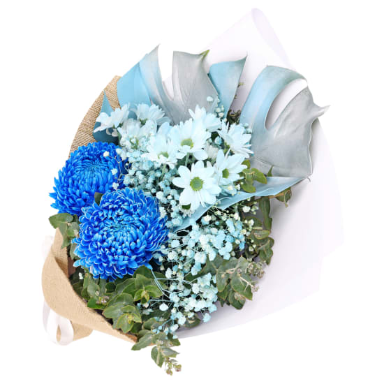 Lustrous Lapis Blue Flower Bouquet - Deluxe