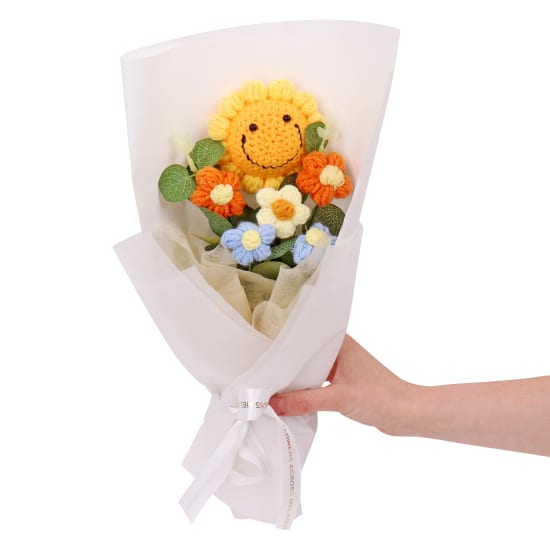 Smiley Sunflower Crochet Bouquet - Standard