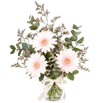 Mini Gerbera Blossoms Mason Jar Vase
