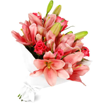 Lilies And Roses Flower Bouquet