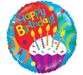Happy Birthday Cupcake With Candles Balloon