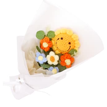 Smiley Sunflower Crochet Bouquet