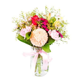 Blushing Beauty Mason Jar Vase