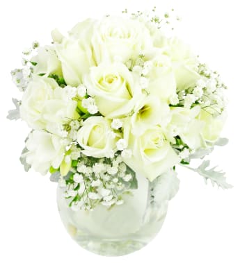 Rosabella White Roses Teardrop Vase