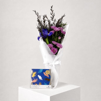 Daily Bouquet - Blue iris and pink after-dark pop
