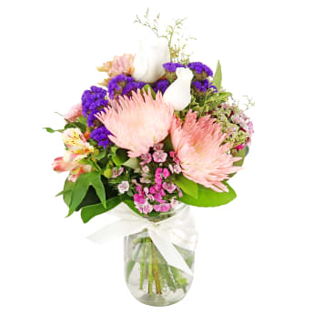 Blushing Beauty Mason Jar Vase