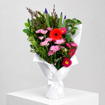 Daily Bouquet - Blue iris and pink firecracker