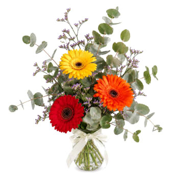Mini Gerbera Blossoms Mason Jar Vase