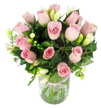 Roses And Freesias Vase