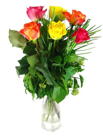 Mixed Bright Rose Glass Vase
