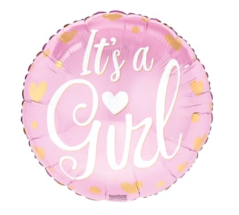 Its A Girl Gold Hearts Balloon