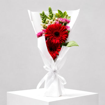 Daily Bouquet - Red gerberas and pink punch