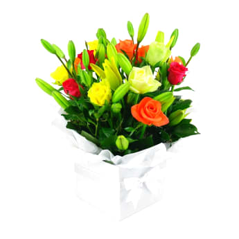 Plush Roses & Lilies Flower Box