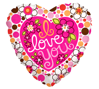I Love You Dots & Flowers Balloon