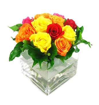 Mixed Bright Rose Vase