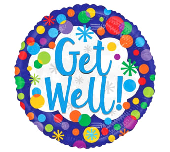 Get Well Dots On Blue Balloon