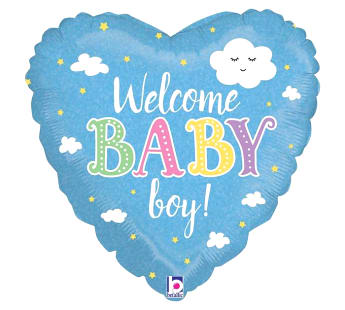 Holographic Welcome Baby Boy Balloon