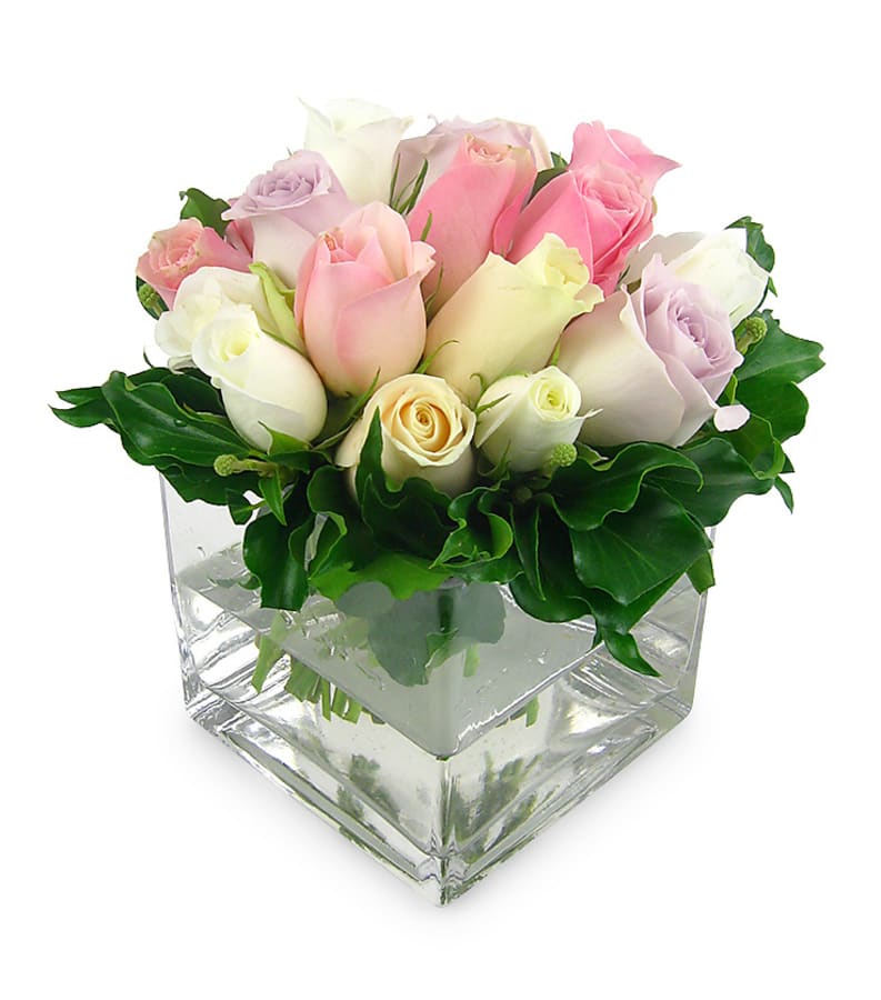 Mixed Pastel Rose Vase