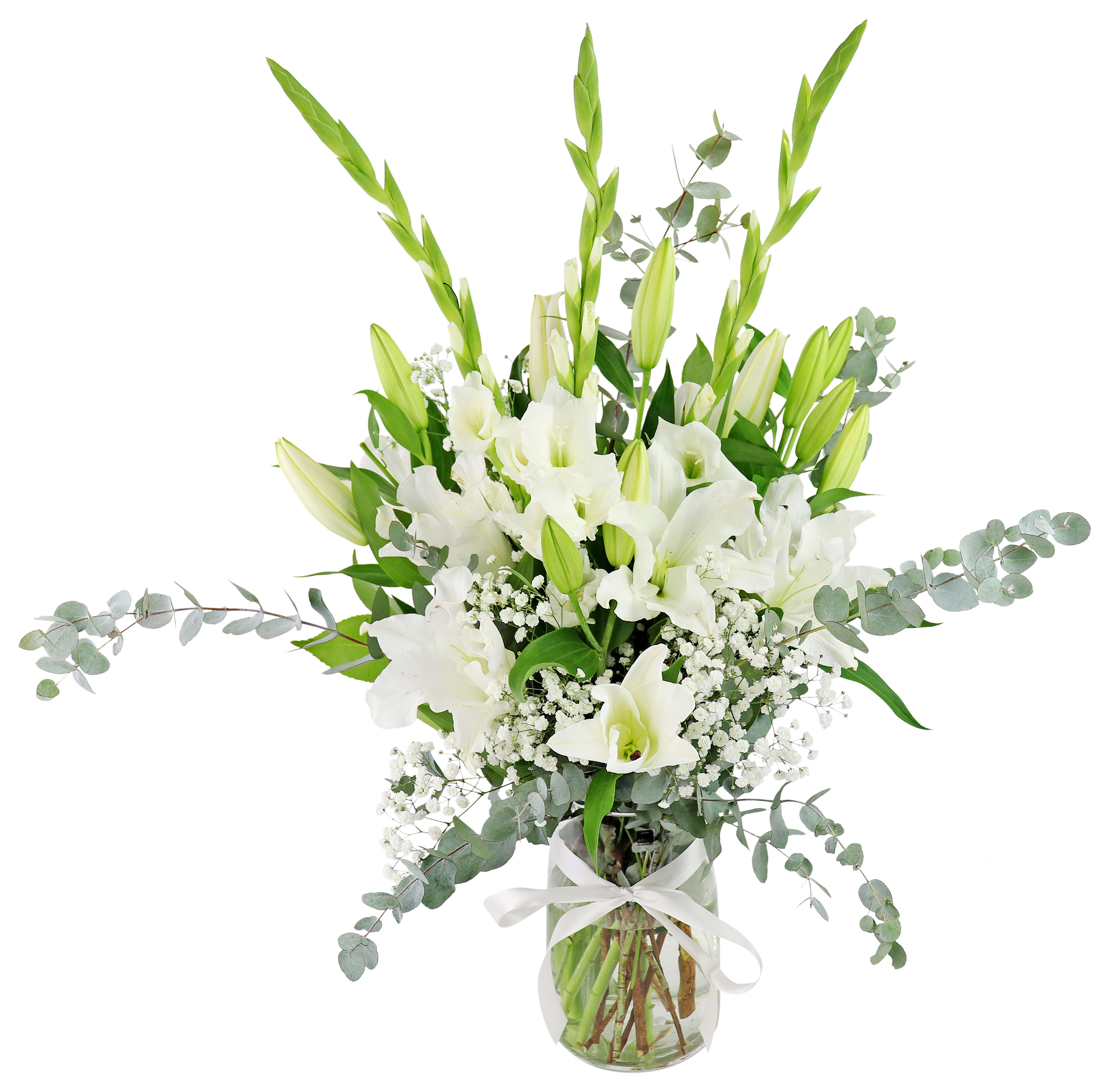 Always In Our Thoughts White Sympathy Flower Vase
