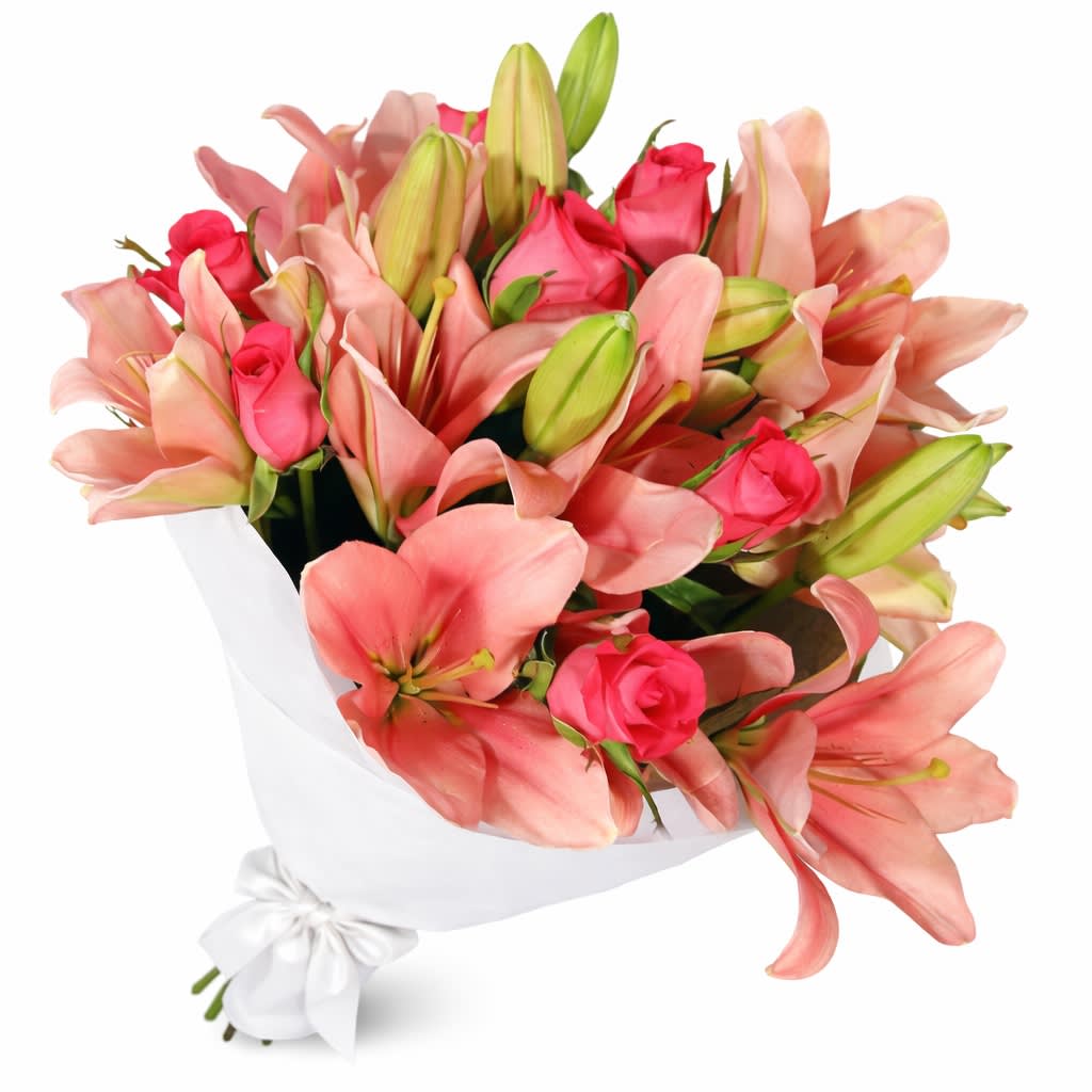 Lilies And Roses Flower Bouquet