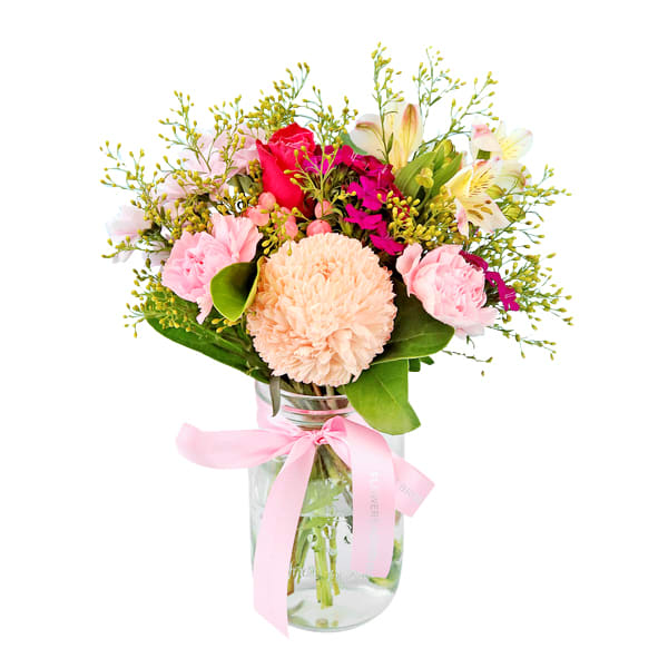 Blushing Beauty Mason Jar Vase