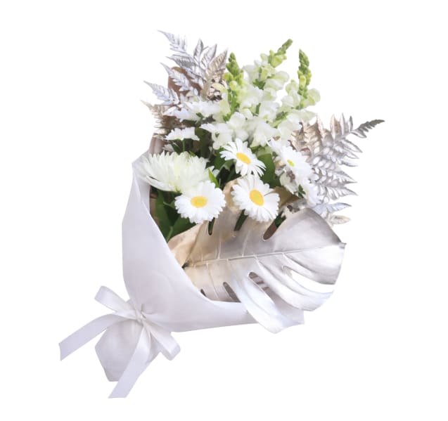 Crystal Shine White & Silver Flower Bouquet
