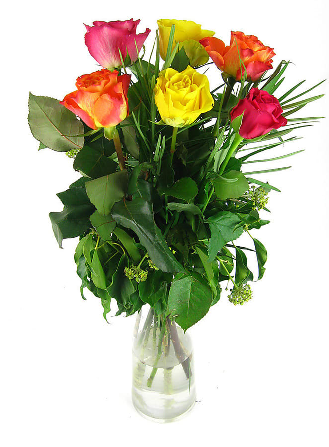 Mixed Bright Rose Glass Vase