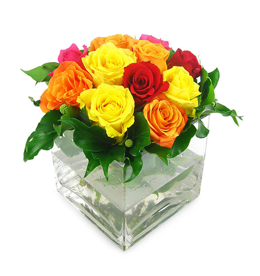 Mixed Bright Rose Vase