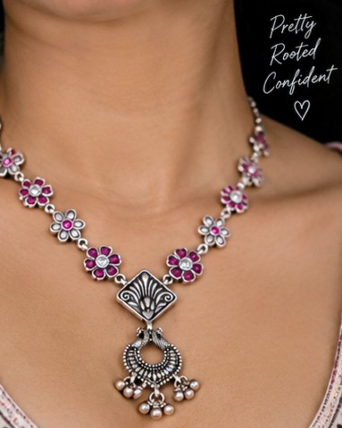 Gulabo Peacock Oxidised Necklace – 925 Silver Necklaces